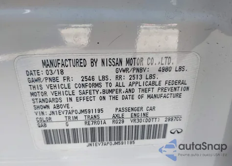 2018 Infiniti Q50 3.0T Sport from USA, damaged, VIN JN1EV7AP0JM591195